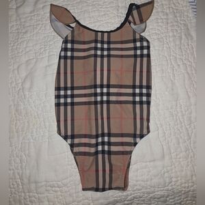 Burberry Tan and Black Checkered Baby Swimsuit
